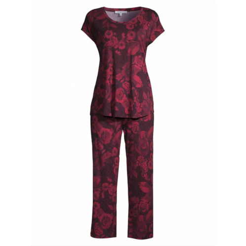 Johnny Was carrie cap sleeve crop set pajama in red