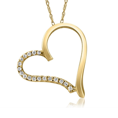 Pompeii3 1/10ct sideways diamond heart pendant necklace in white, yellow, or rose gold