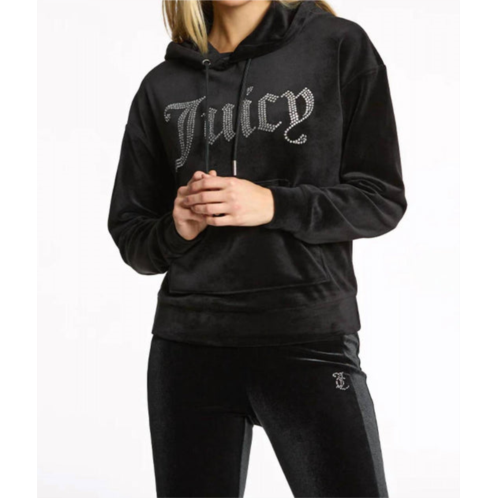 Juicy Couture oversized big bling velour hoodie in liquorice