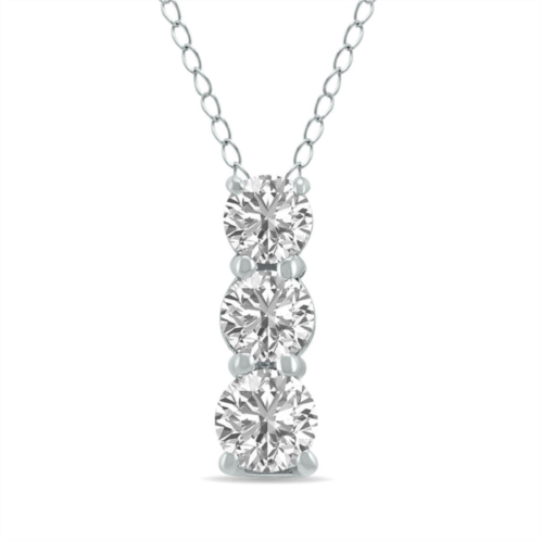 SSELECTS 1/4 ctw lab grown diamond three stone pendant in 14k white gold