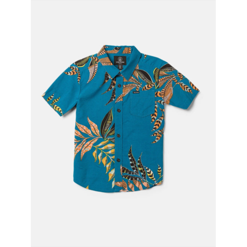 Volcom little boys paradiso floral short sleeve shirt - ocean teal