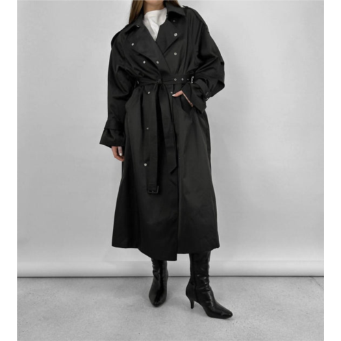 NA-KD dove oversized trench coat in black