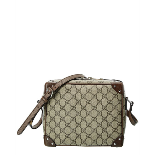 Gucci gg supreme canvas & leather shoulder bag