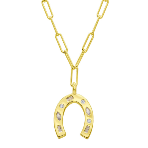 Adornia 14k gold plated paperclip horseshoe necklace