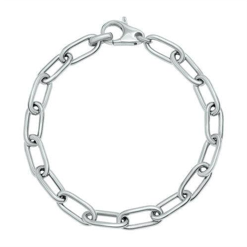 SSELECTS silver rhodium 6.5mm chunky paperclip bracelet with lobster clasp