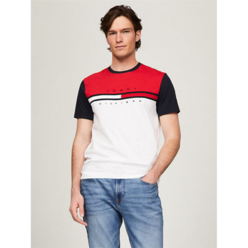 Tommy Hilfiger mens colorblock flag stripe logo t-shirt