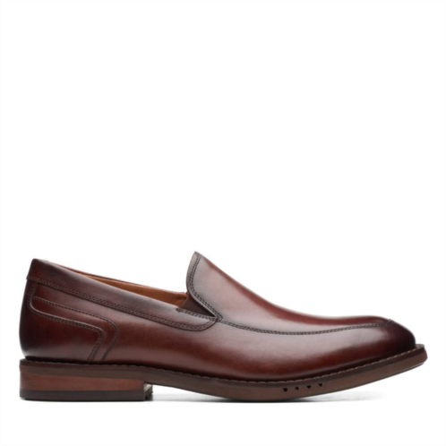Clarks mens un hugh step shoes in brown leather