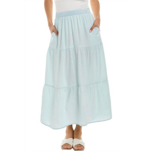 ELAN tiered maxi skirt in denim