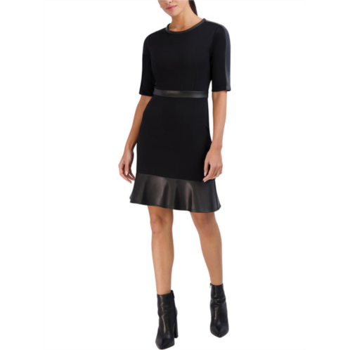 Laundry by Shelli Segal womens faux leather mini fit & flare dress