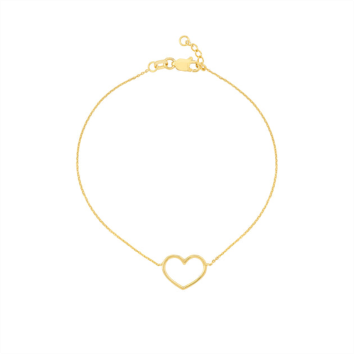 SSELECTS 14k solid yellow gold open heart bracelet