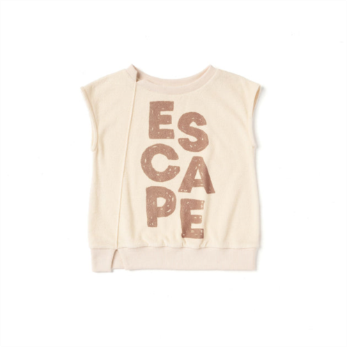 Omamimini kids sleeveless terry pull-over top with escape print