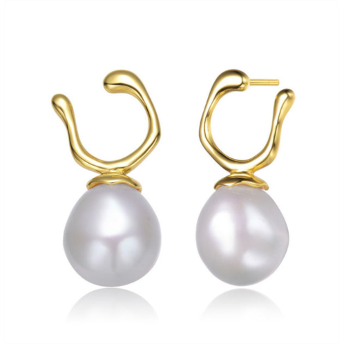 Genevive sterling silver gold plated freshwater pearl hook earrings