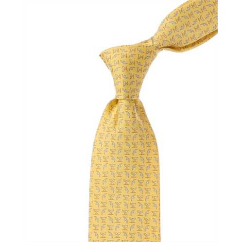 Salvatore Ferragamo ferragamo yellow birds & tails silk tie