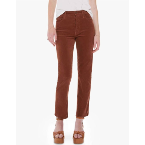 Mother tomkat ankle corduroy pant in friar brown