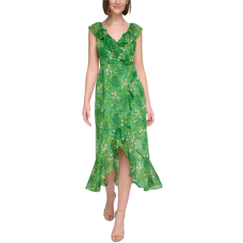 Kensie Dresses womens faux wrap chiffon wrap dress