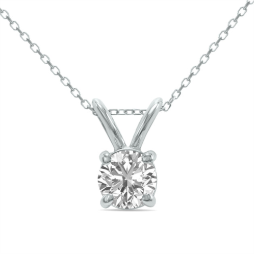 SSELECTS 1 carat lab grown diamond round solitaire pendant in 14k white gold