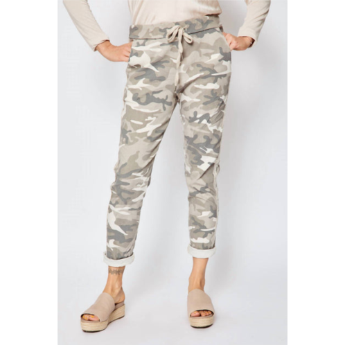 Jacqueline B Clothing d style silver stripe camo pants in sand