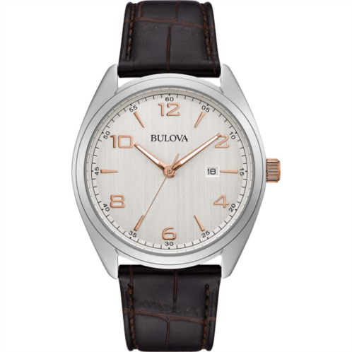 Bulova mens 42mm brown quartz watch 98b347