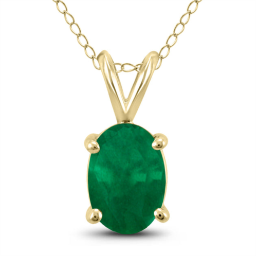 SSELECTS 14k 5x3mm oval emerald pendant