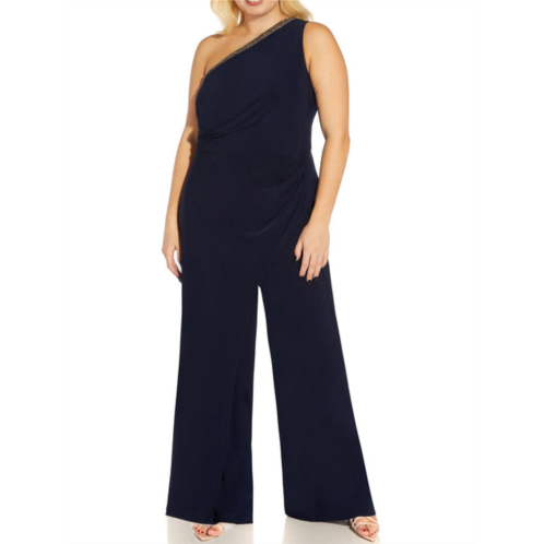Adrianna Papell plus womens embellished one shoulder jumpsuit