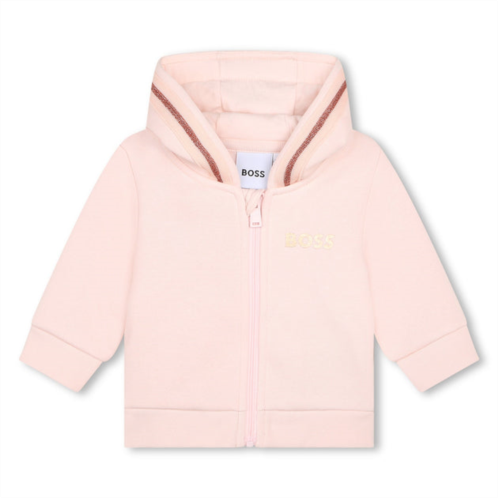 BOSS pink cotton zip-up hoodie