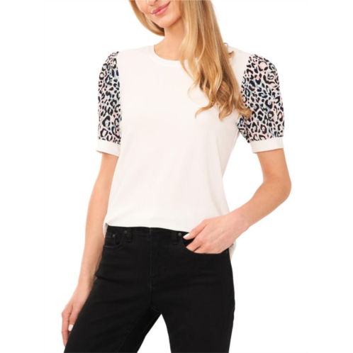 CeCe womens short sleeve animal print blouse