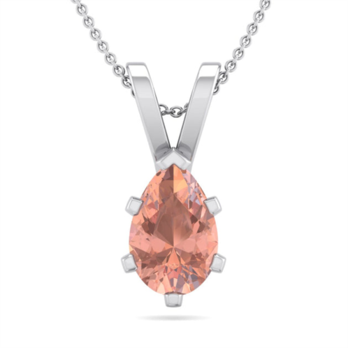 SSELECTS 3/4 carat pear shape morganite necklace in sterling silver with 18 inch chain