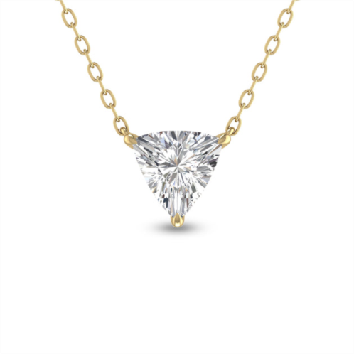SSELECTS lab grown 1/2 carat floating trillion shaped diamond solitaire pendant in 14k yellow gold