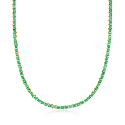 Ross-Simons emerald and . diamond tennis necklace in 18kt gold over sterling