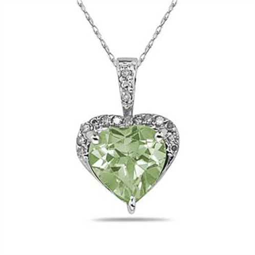 SSELECTS green amethyst & dimaond heart pendant in 10k