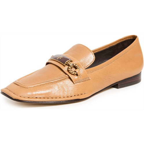 TORY BURCH womens perrine loafers square toe leather shoes in caramel
