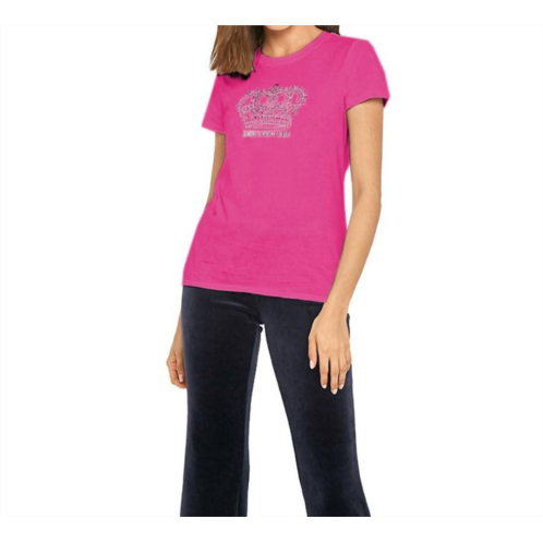 Juicy Couture jeweled crown short sleeve t-shirt in raspberry