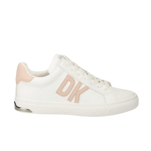 DKNY womens abeni court lace up sneaker in white/blush