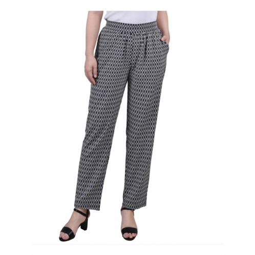 NY Collection petites womens printed mid rise straight leg pants