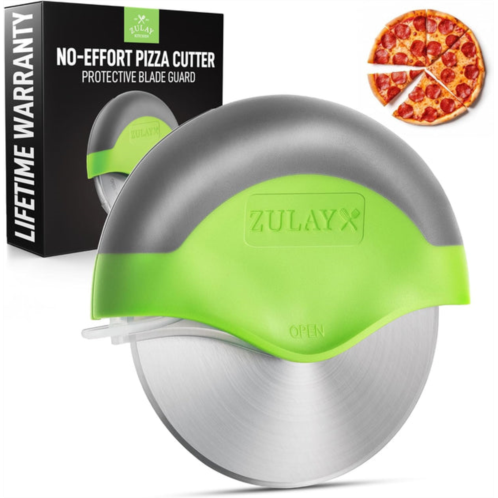 Zulay Kitchen round pizza cutter with cover & slip resistant handle