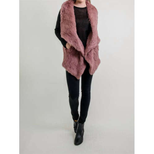 LOVE TOKEN chloe genuine rabbit fur vest in rose