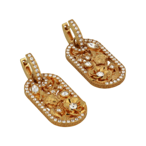 Versace crystal-embellished medusa and floral drop earrings