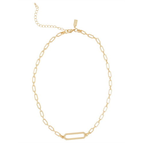Misook handmade matte gold paperclip bar necklace