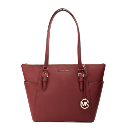 Michael Kors charlotte cherry large leather top zip tote bag womens purse
