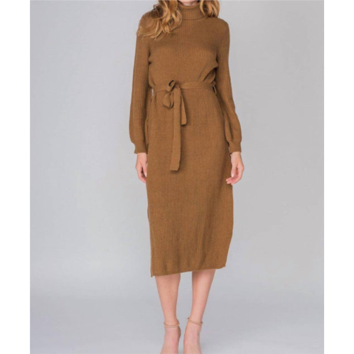 Fore cafe turtleneck sweater dress in brown