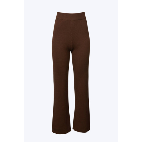 J.NNA ribbed-knit straight-leg pants in brown