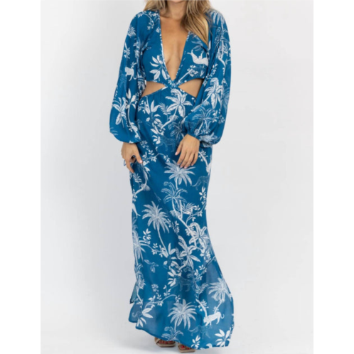 OLIVACEOUS barbados tropic cutout coverup in blue