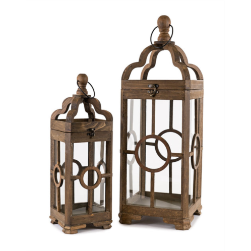 HouzBling lantern (set of 2) 19.5h, 28h wood/glass