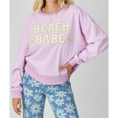 Baevely by Wellmade beach babe patch sweatshirt in pink