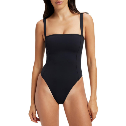 Good American womens lace-up back corset one-piece swimsuit