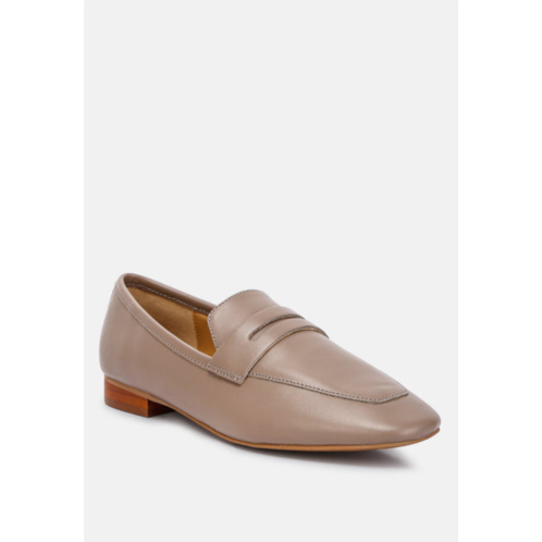 Rag & Co liliana taupe classic leather penny loafers