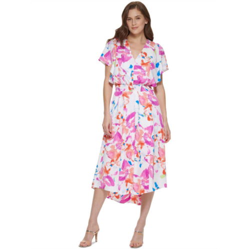 DKNY petites womens tie-dye calf midi dress