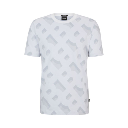 BOSS monogram-jacquard t-shirt in mercerized stretch cotton
