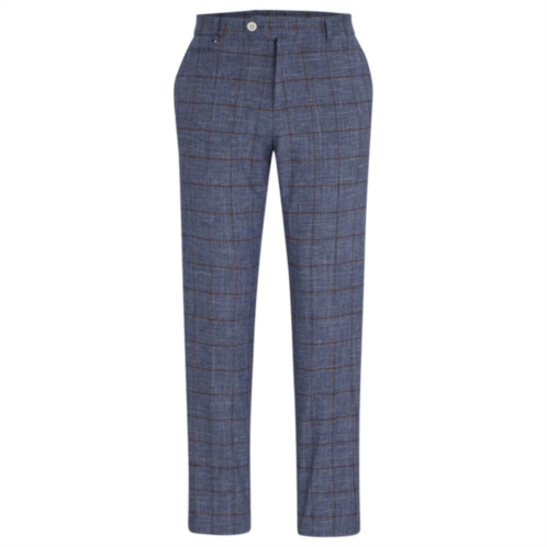 BOSS slim-fit trousers in plain-checked serge
