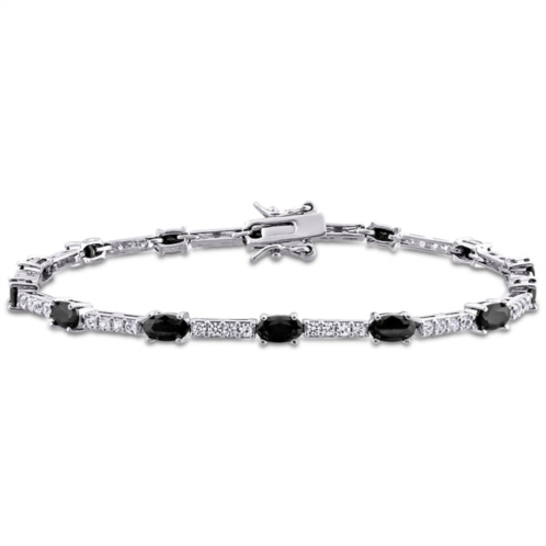 Mimi & Max 8ct tgw black and white cubic zirconia station bracelet in sterling silver